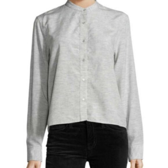 RAG & BONE / JEAN linen blend cropped button down // heather grey //  Large - Picture 2 of 5